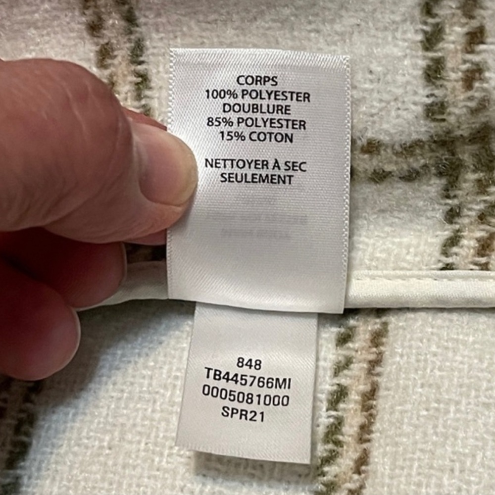 Women’s Treasure & Bond Plaid Puff Sleeve Shacket Shirt Jacket Ivory XS NWT - Picture 10 of 13